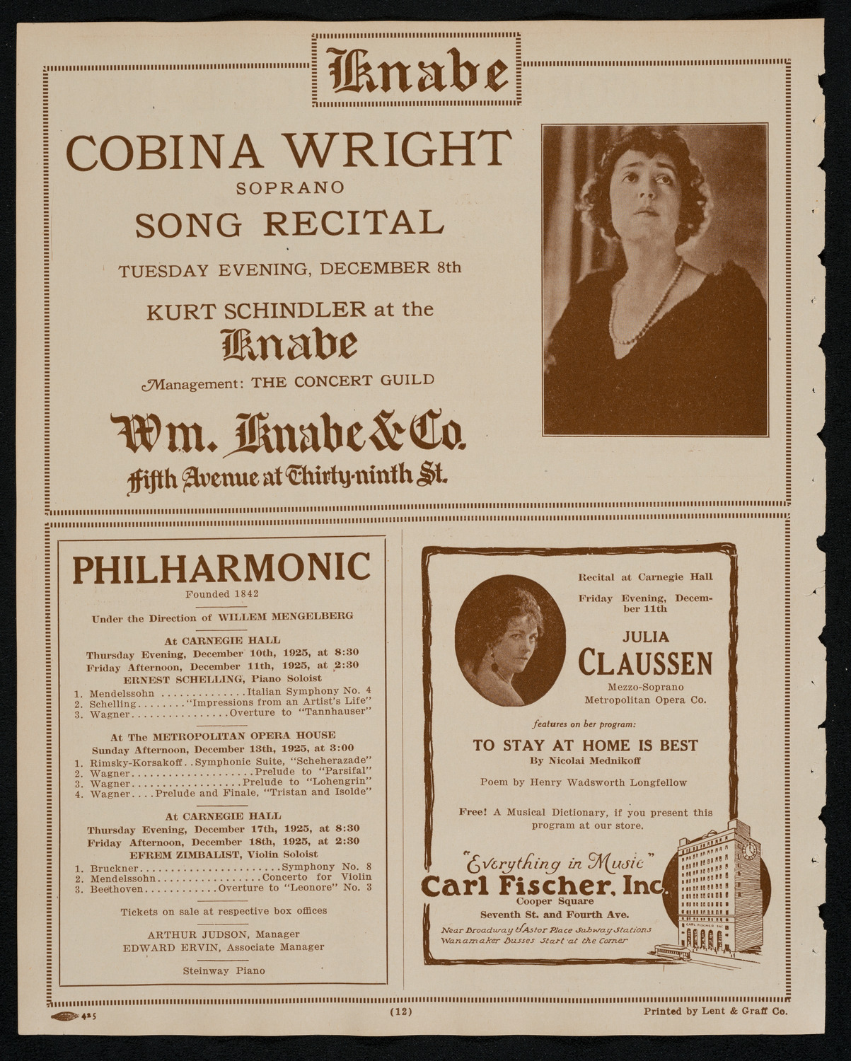 Benefit: Sanoker Relief, December 7, 1925, program page 12