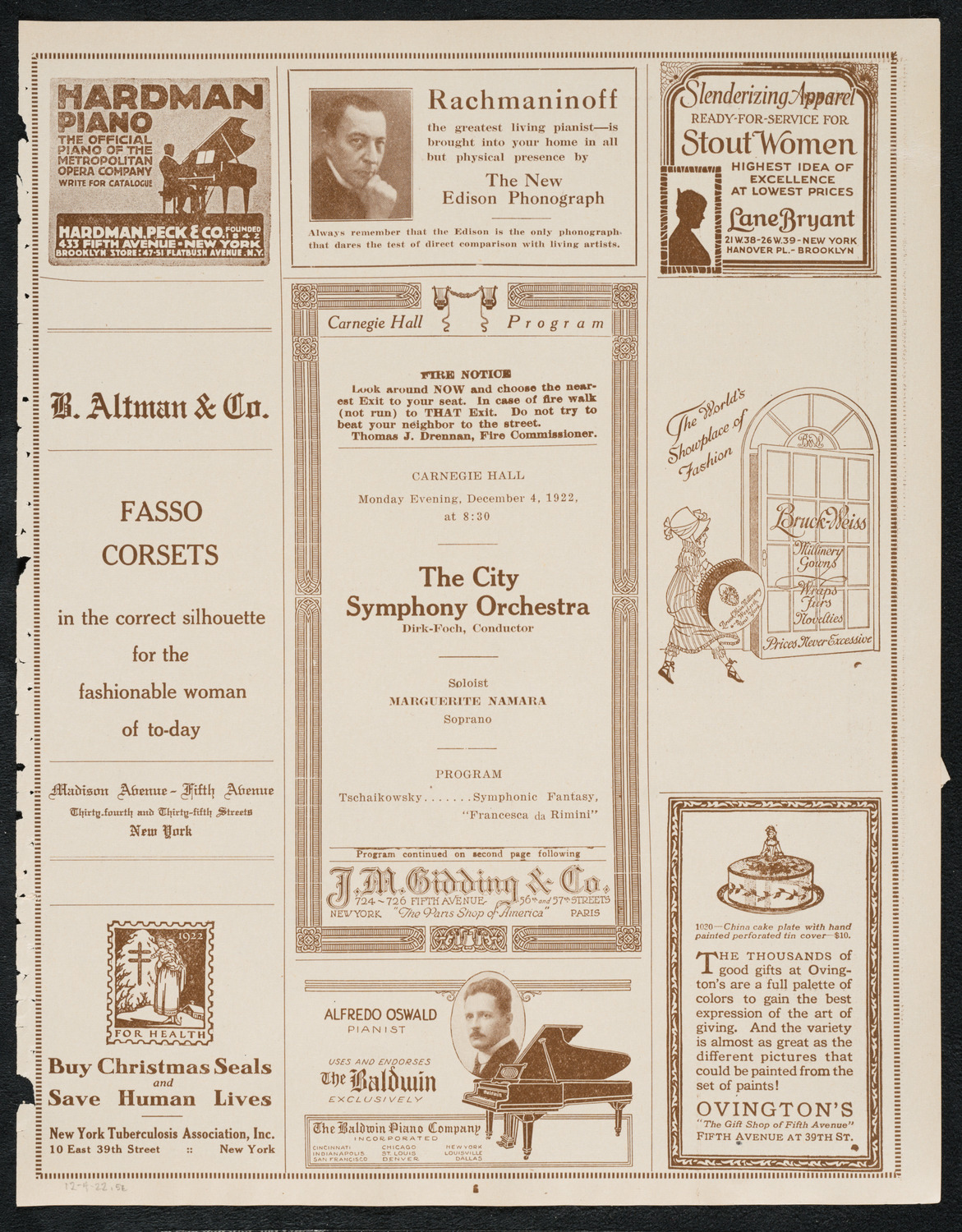 City Symphony Orchestra, December 4, 1922, program page 5