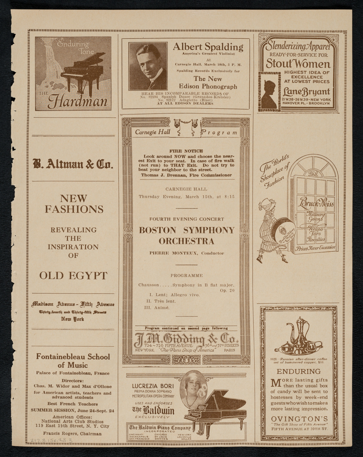 Boston Symphony Orchestra, March 15, 1923, program page 5