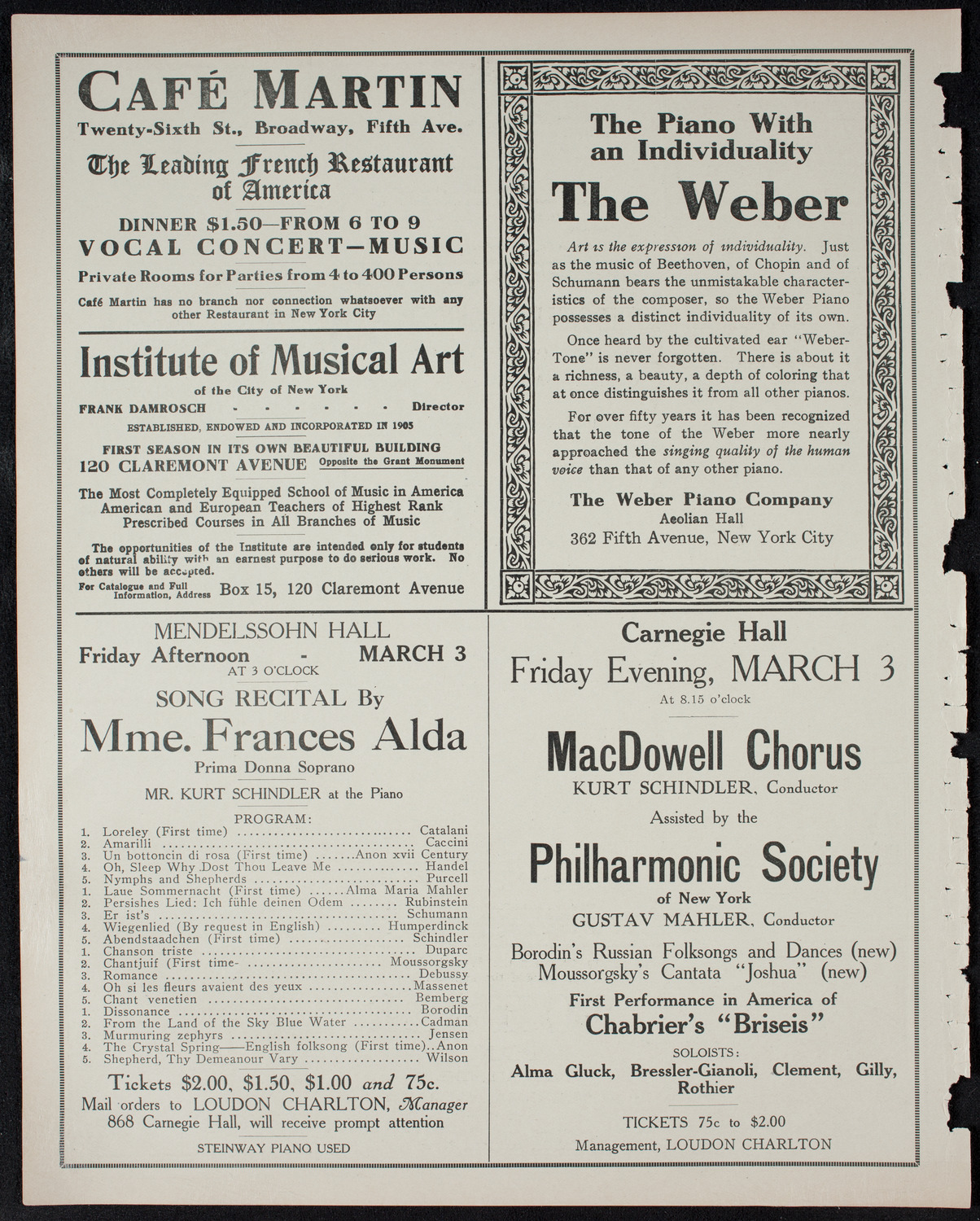 New York Philharmonic, February 21, 1911, program page 6