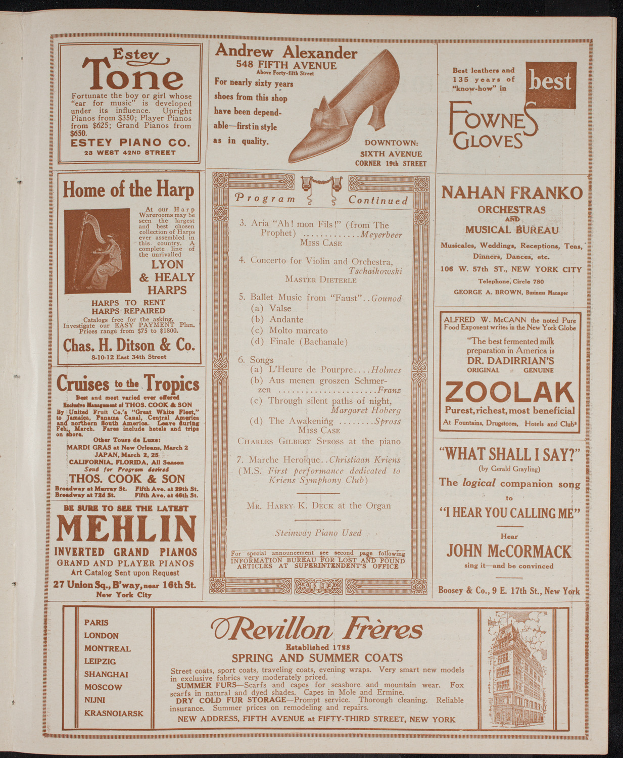 Kriens Symphony Club, April 29, 1916, program page 7