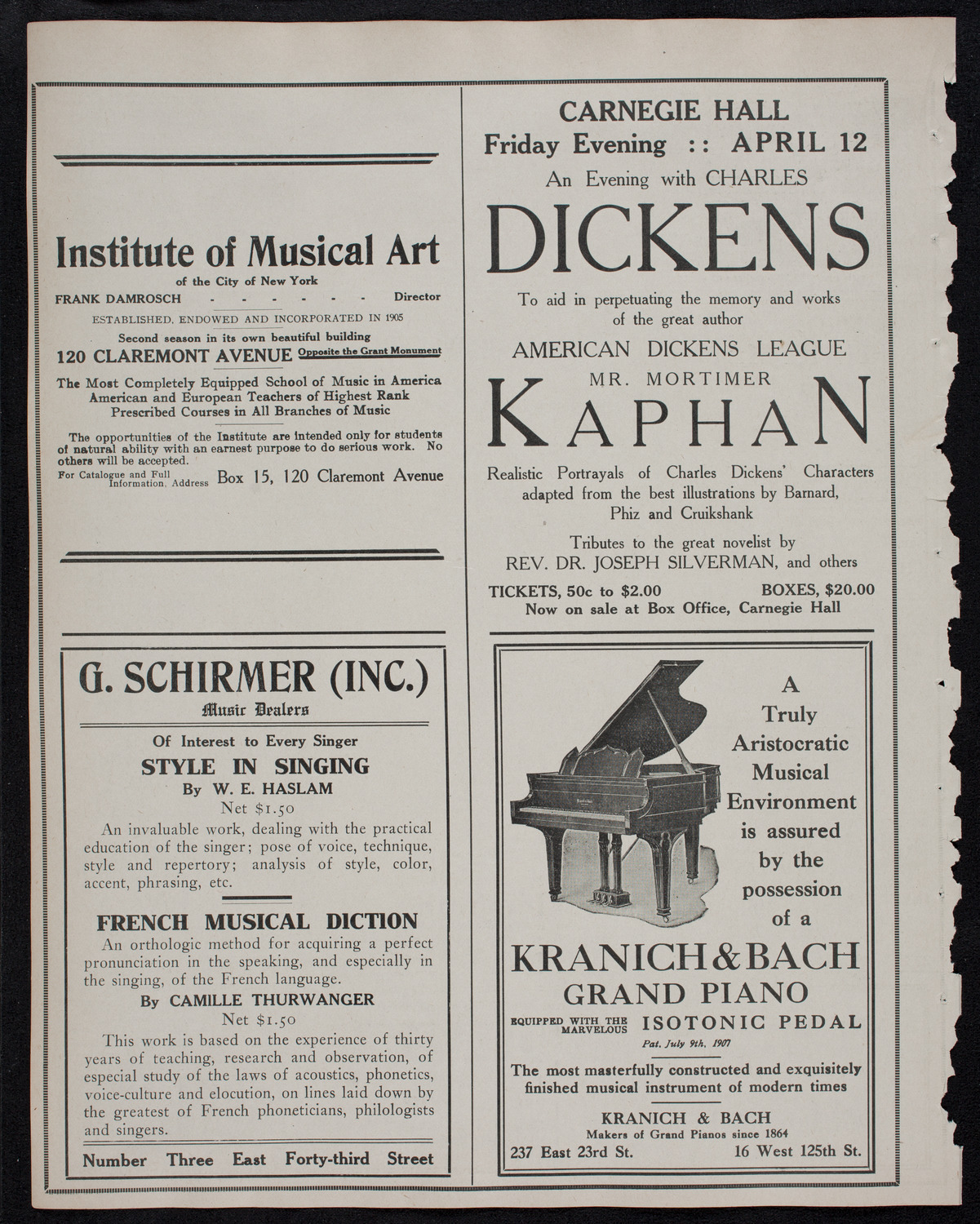 New York Philharmonic, March 8, 1912, program page 6