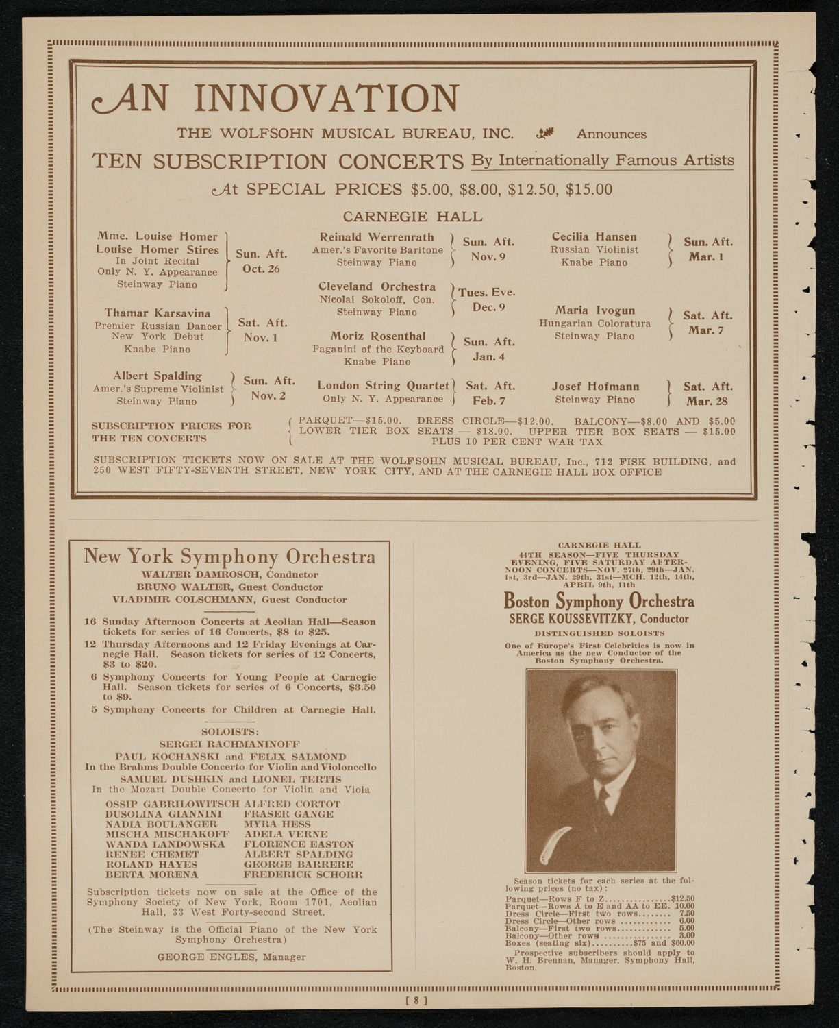 Isa Kremer, Soprano, October 19, 1924, program page 8