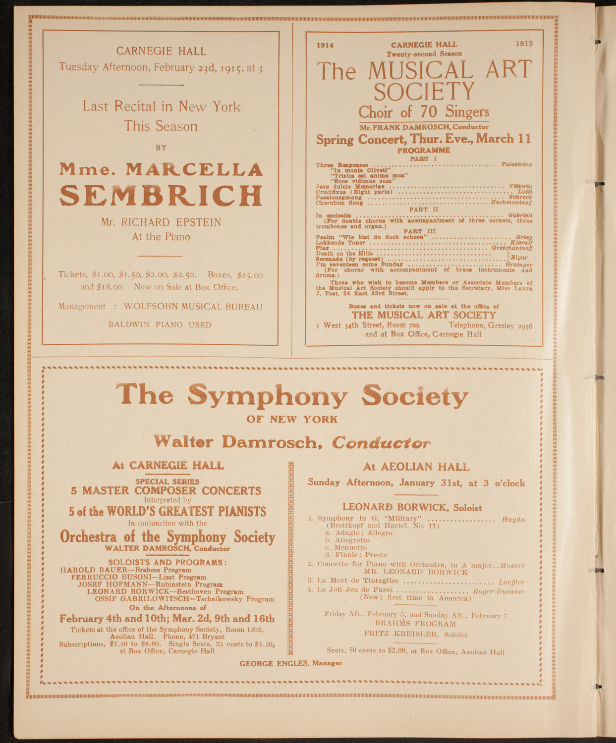 New York Philharmonic, January 28, 1915, program page 8