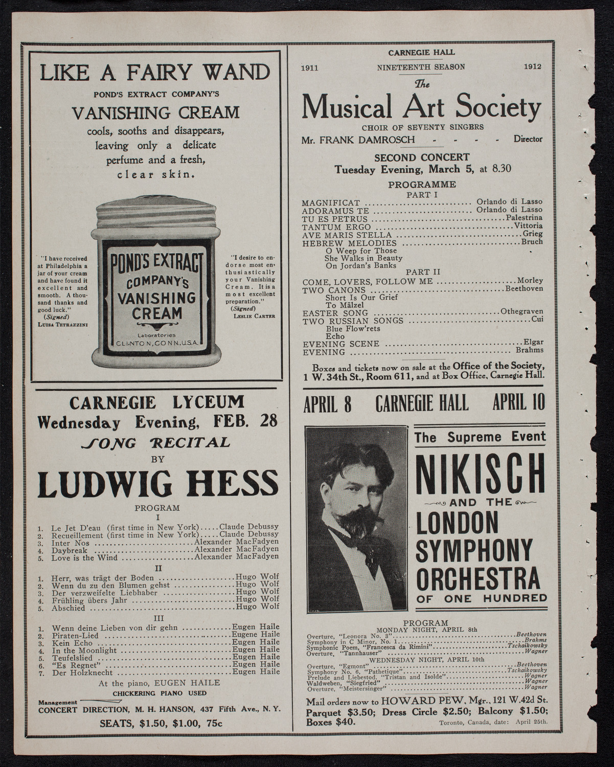 Yvonne de Tréville, Soprano, February 27, 1912, program page 8
