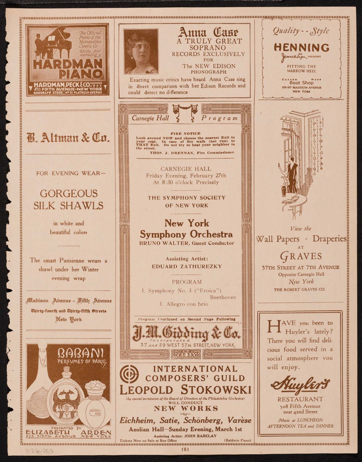 New York Symphony Orchestra, February 27, 1925, program page 5