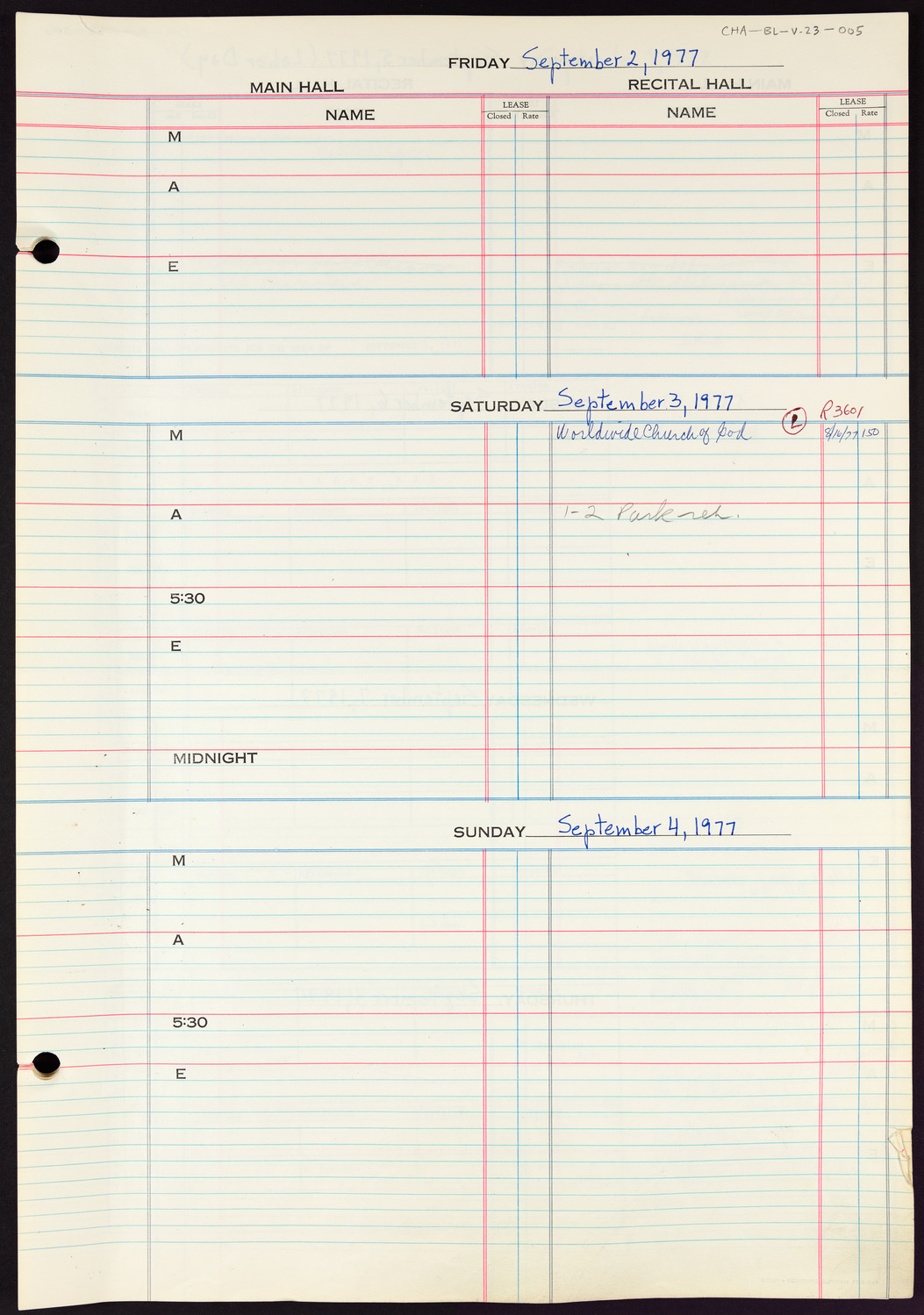 Carnegie Hall Booking Ledger, volume 23, page 5