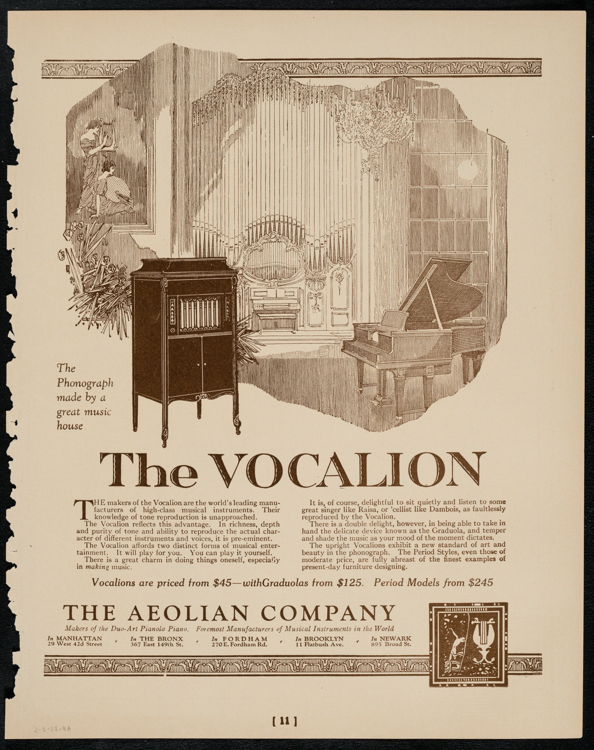 New York Symphony Orchestra, February 2, 1922, program page 11