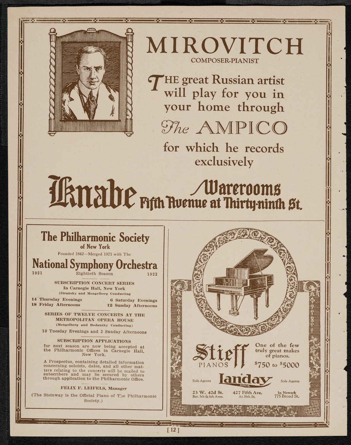 National Symphony Orchestra, May 3, 1921, program page 12