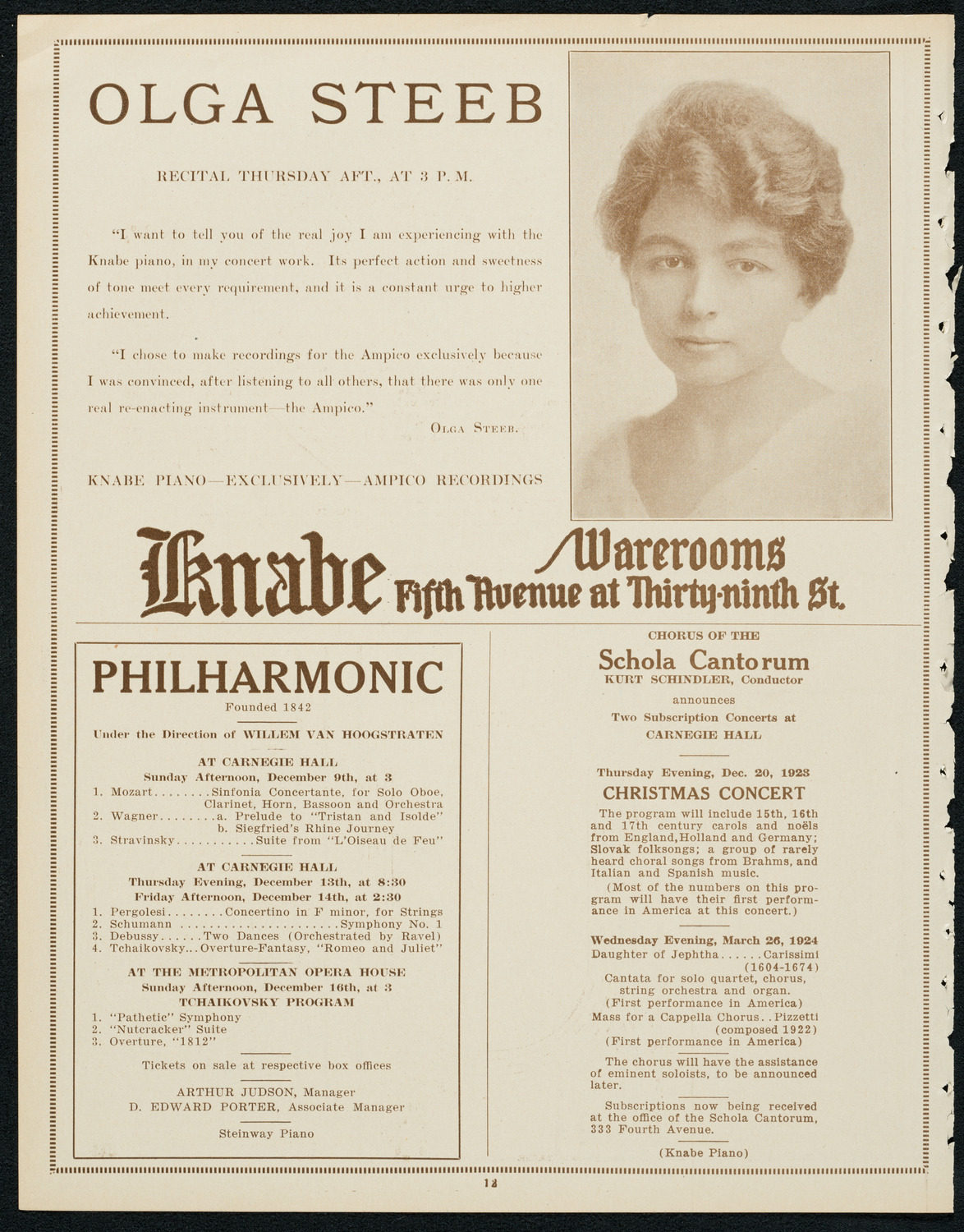 New York Philharmonic, December 6, 1923, program page 12
