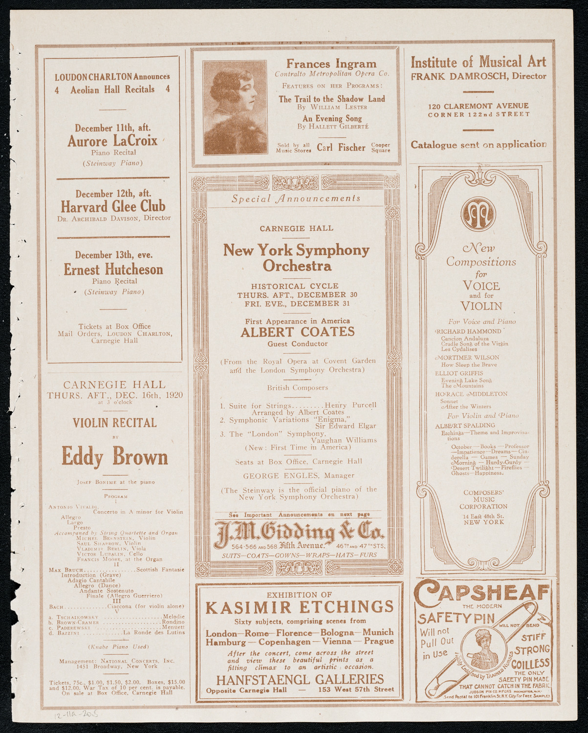 Symphony Concert for Young People, December 11, 1920, program page 9