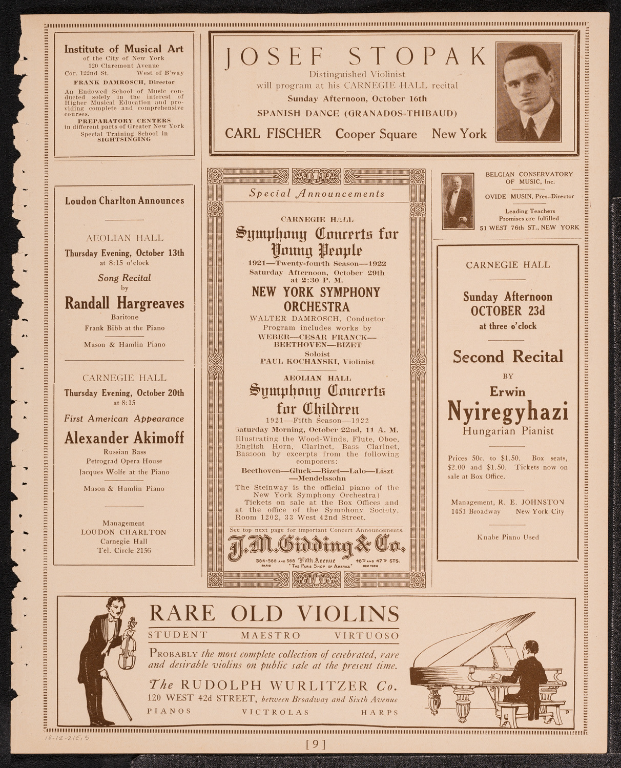Concert and Address in Honor of Christopher Columbus, October 12, 1921, program page 9