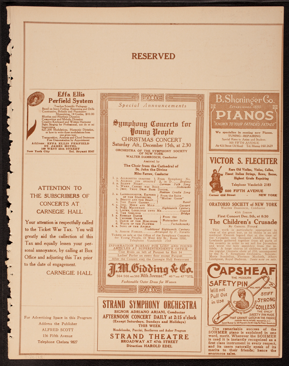 Home Symphony Concert: New York Philharmonic, November 21, 1917, program page 9
