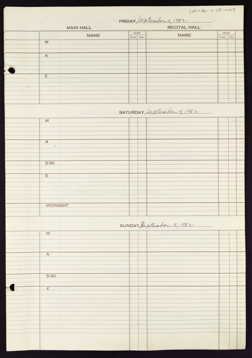 Carnegie Hall Booking Ledger, volume 28, page 7