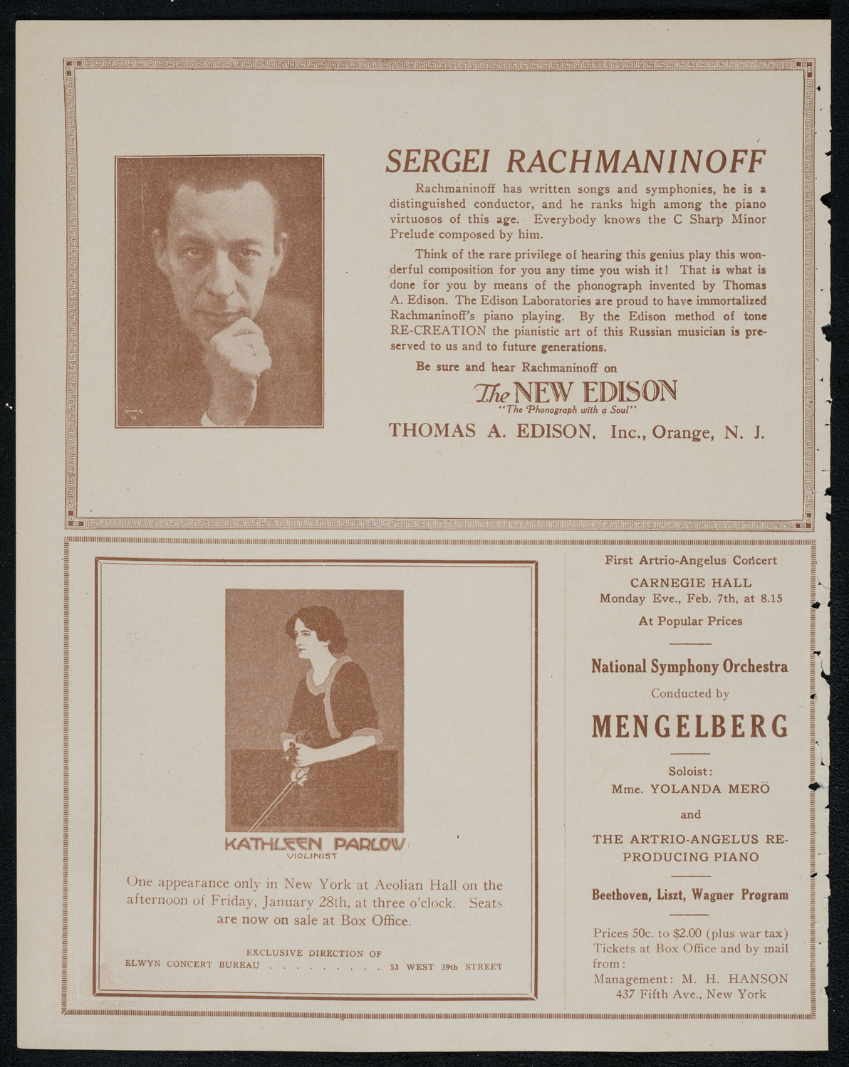 National Symphony Orchestra, January 26, 1921, program page 2