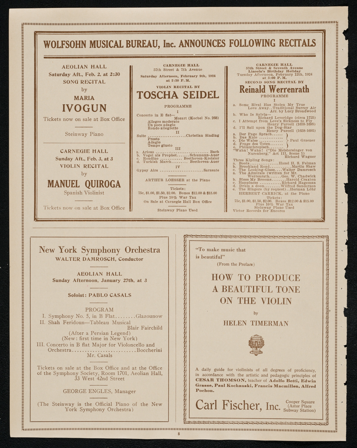 Chalif Dancers, January 26, 1924, program page 8