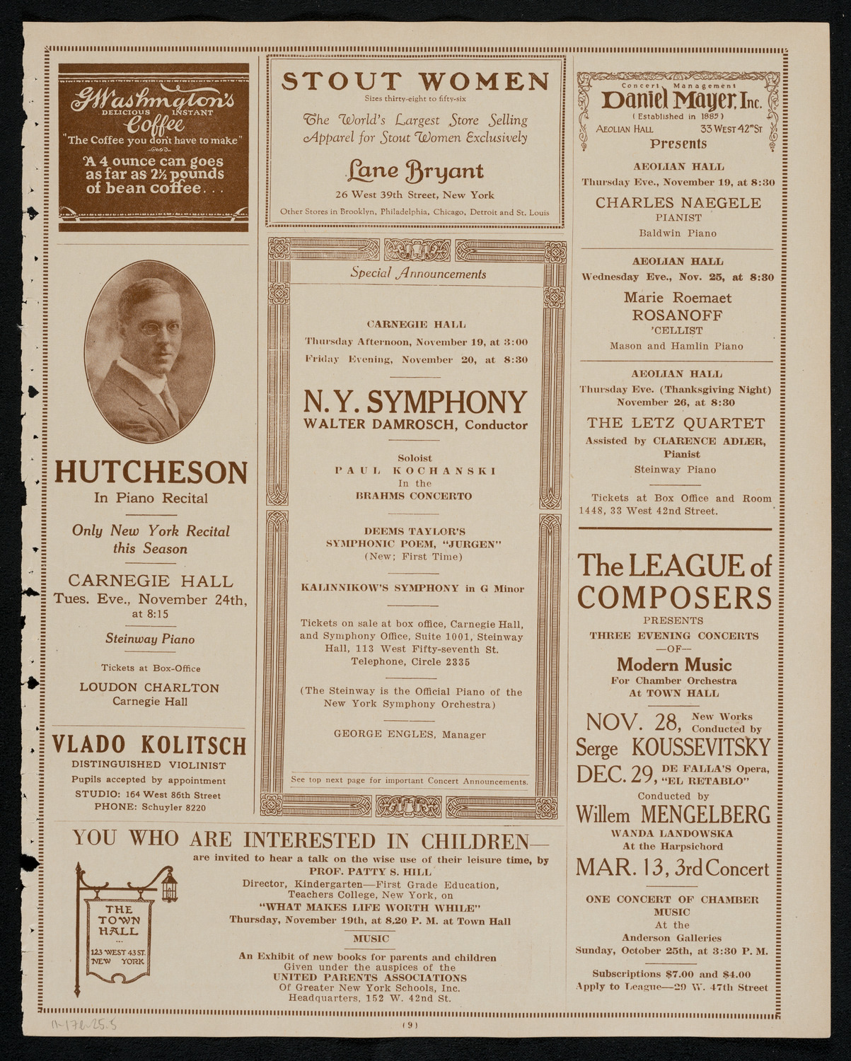 Philadelphia Orchestra, November 17, 1925, program page 9