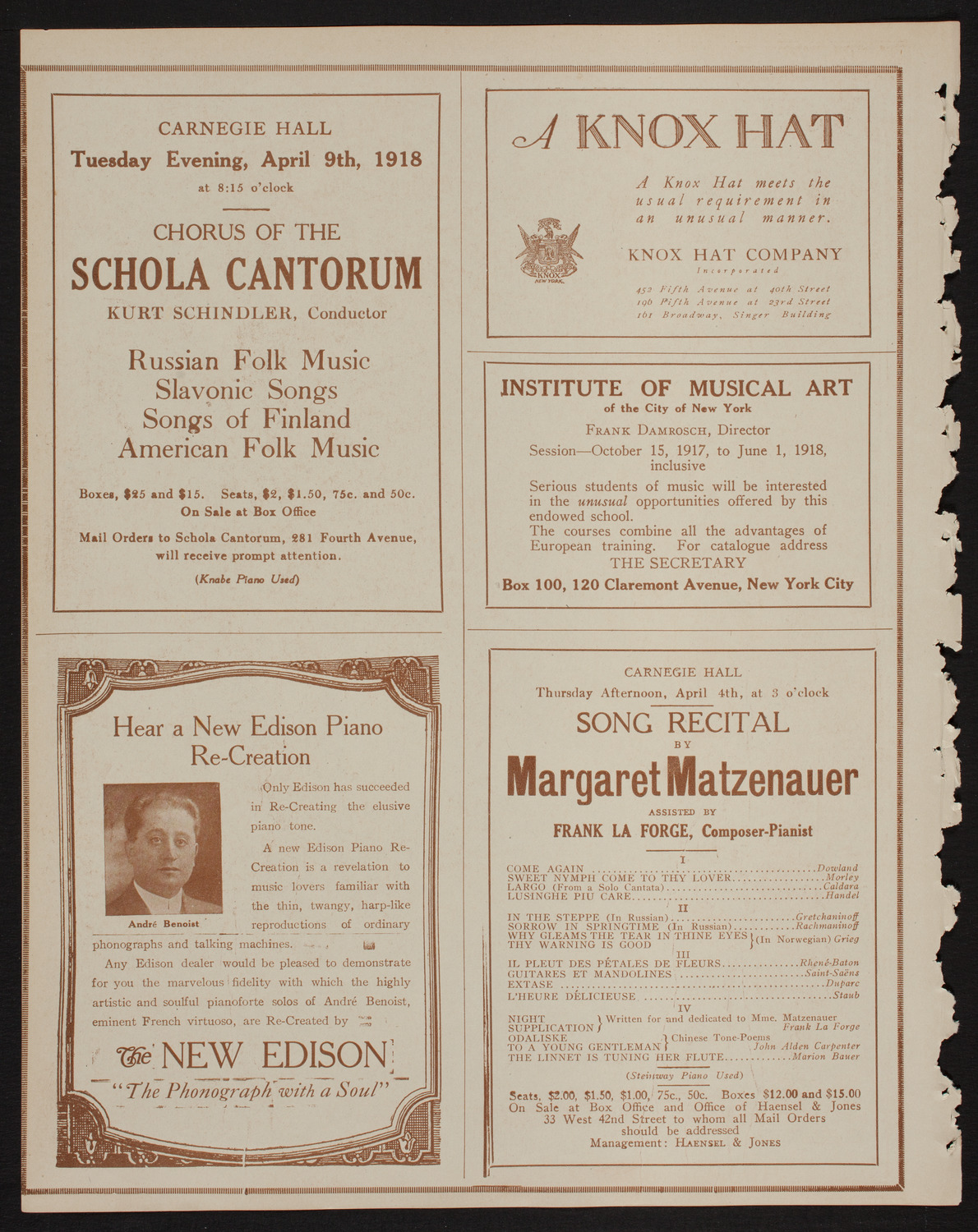 Society of the Friends of Music: Philadelphia Orchestra, March 27, 1918, program page 2