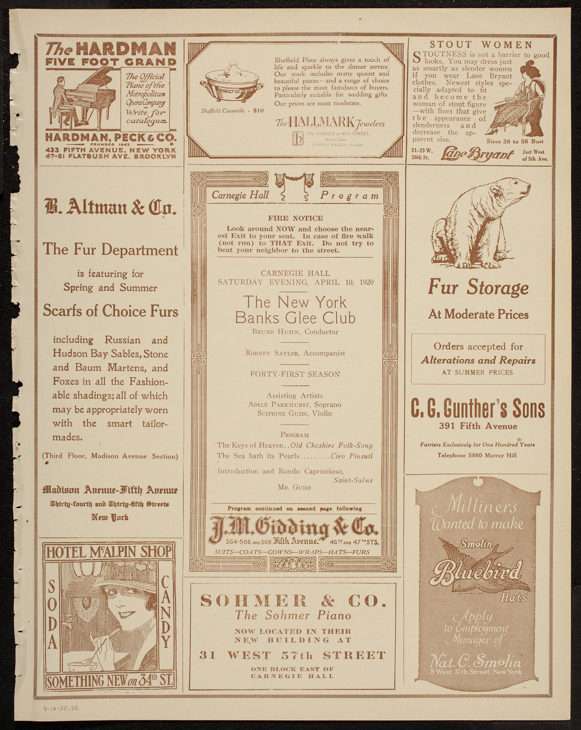 New York Banks' Glee Club, April 10, 1920, program page 5