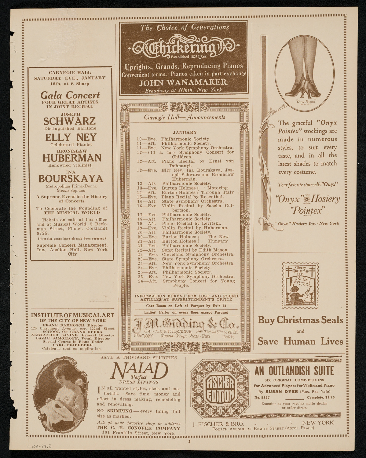 New York Symphony Orchestra: Beethoven Cycle, January 10, 1924, program page 3