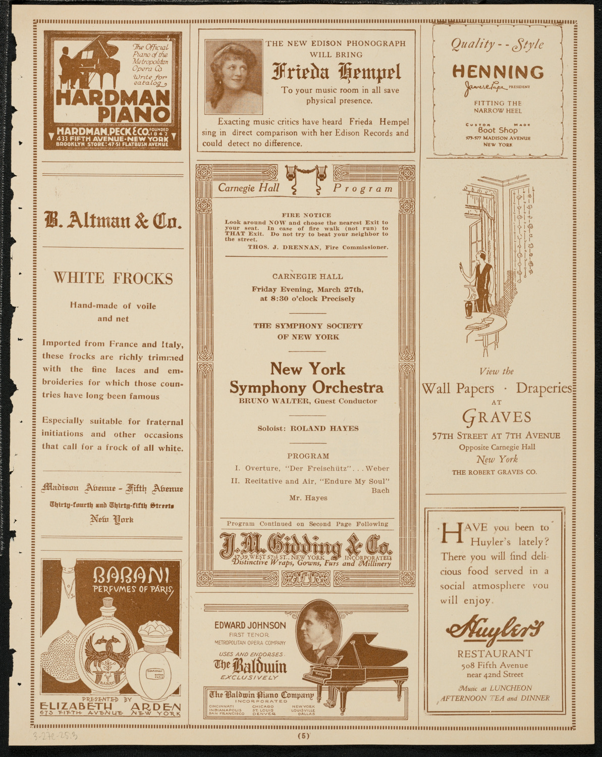 New York Symphony Orchestra, March 27, 1925, program page 5