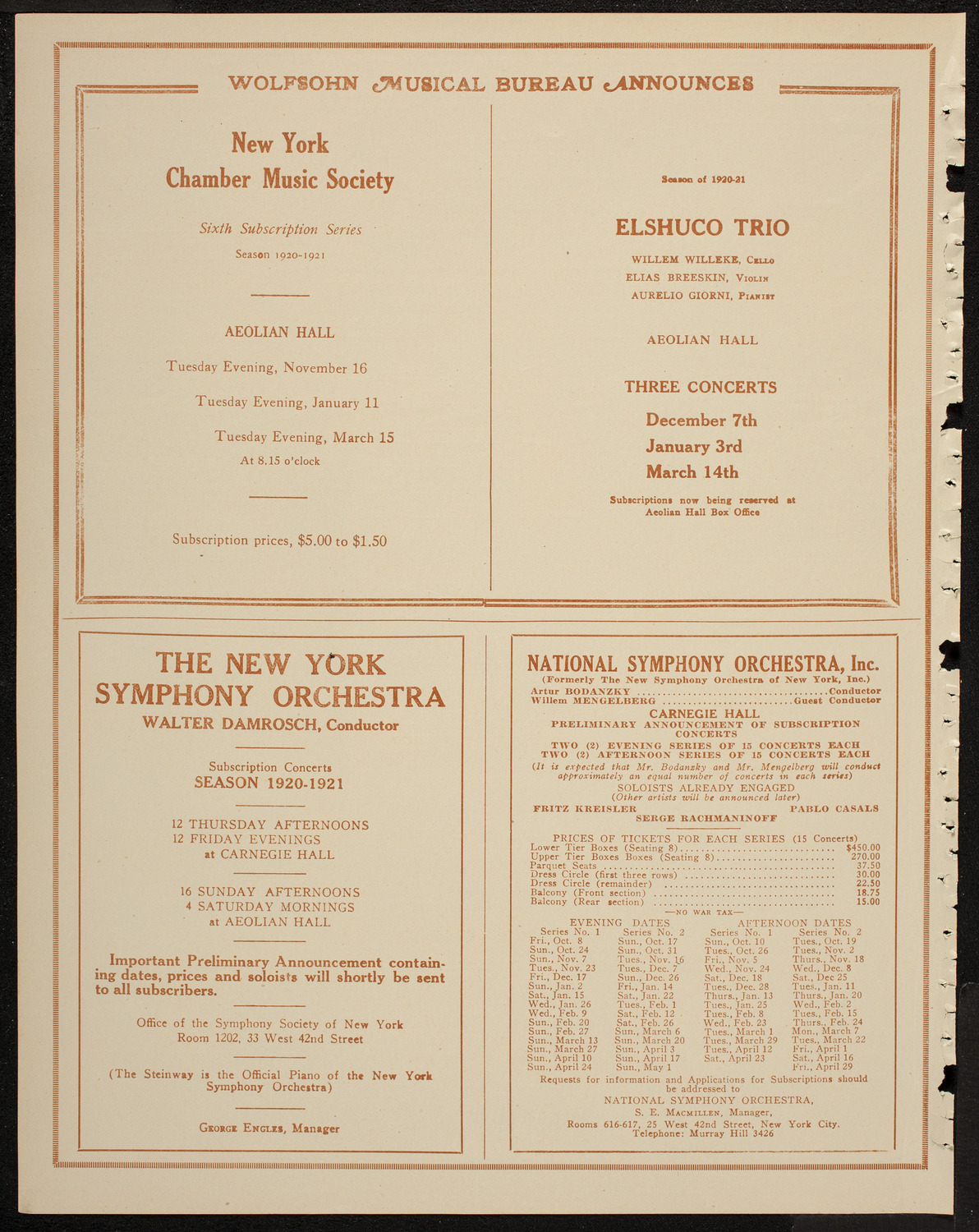 Rudolph Polk, Violin, Eleanor Brock, Soprano, Adele Rosenthal, Piano, Lester Bingley, Baritone, and Vaino Sola, Tenor, May 1, 1920, program page 8