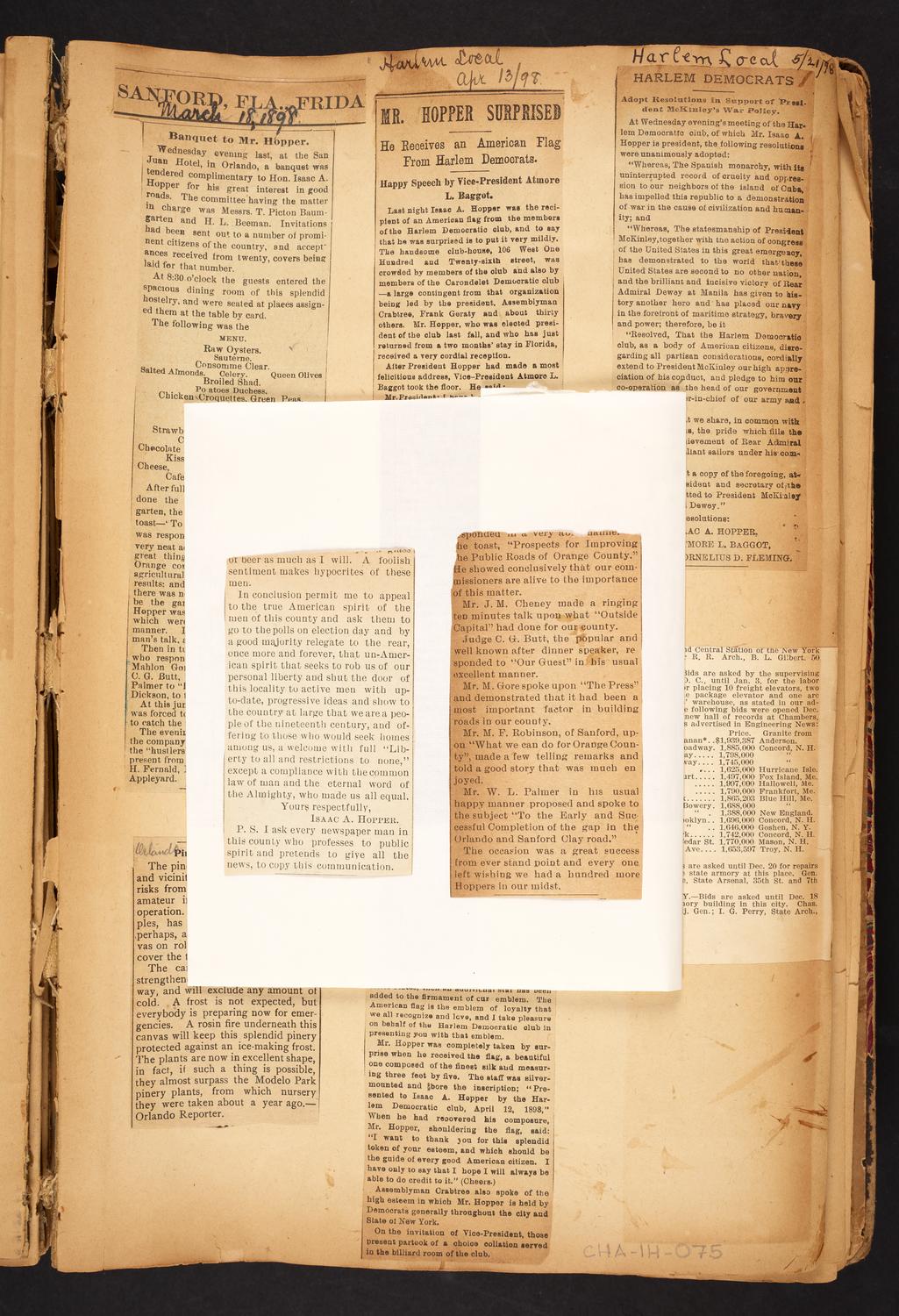 Isaac Hopper Scrapbook, page 75 (extensions): 1898
