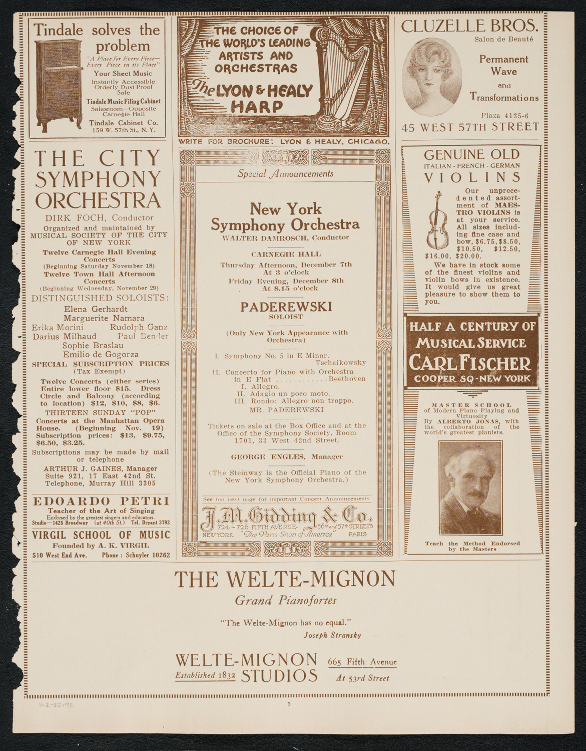 Florence Easton, Soprano, November 2, 1922, program page 9