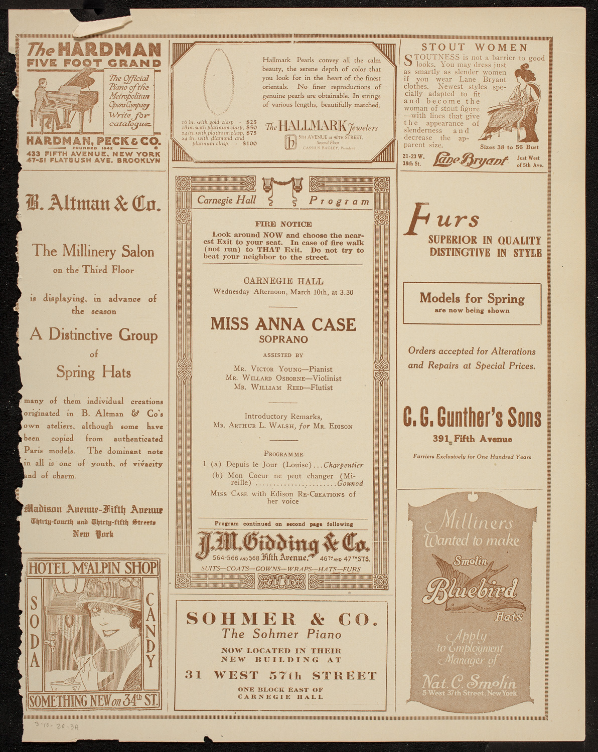Anna Case, Soprano, March 10, 1920, program page 5