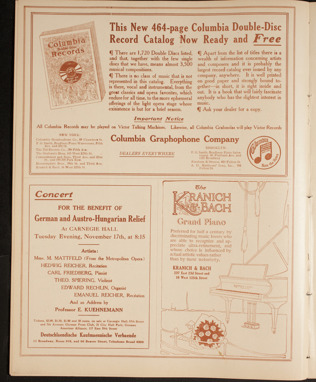 New York Philharmonic, November 12, 1914, program page 6