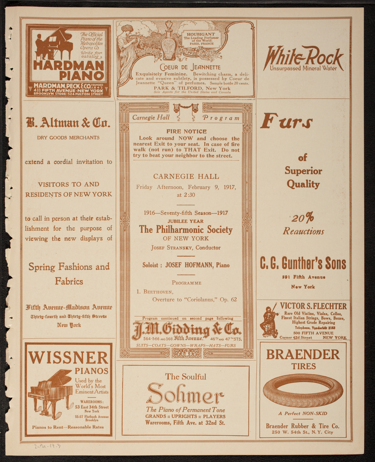 New York Philharmonic, February 9, 1917, program page 5