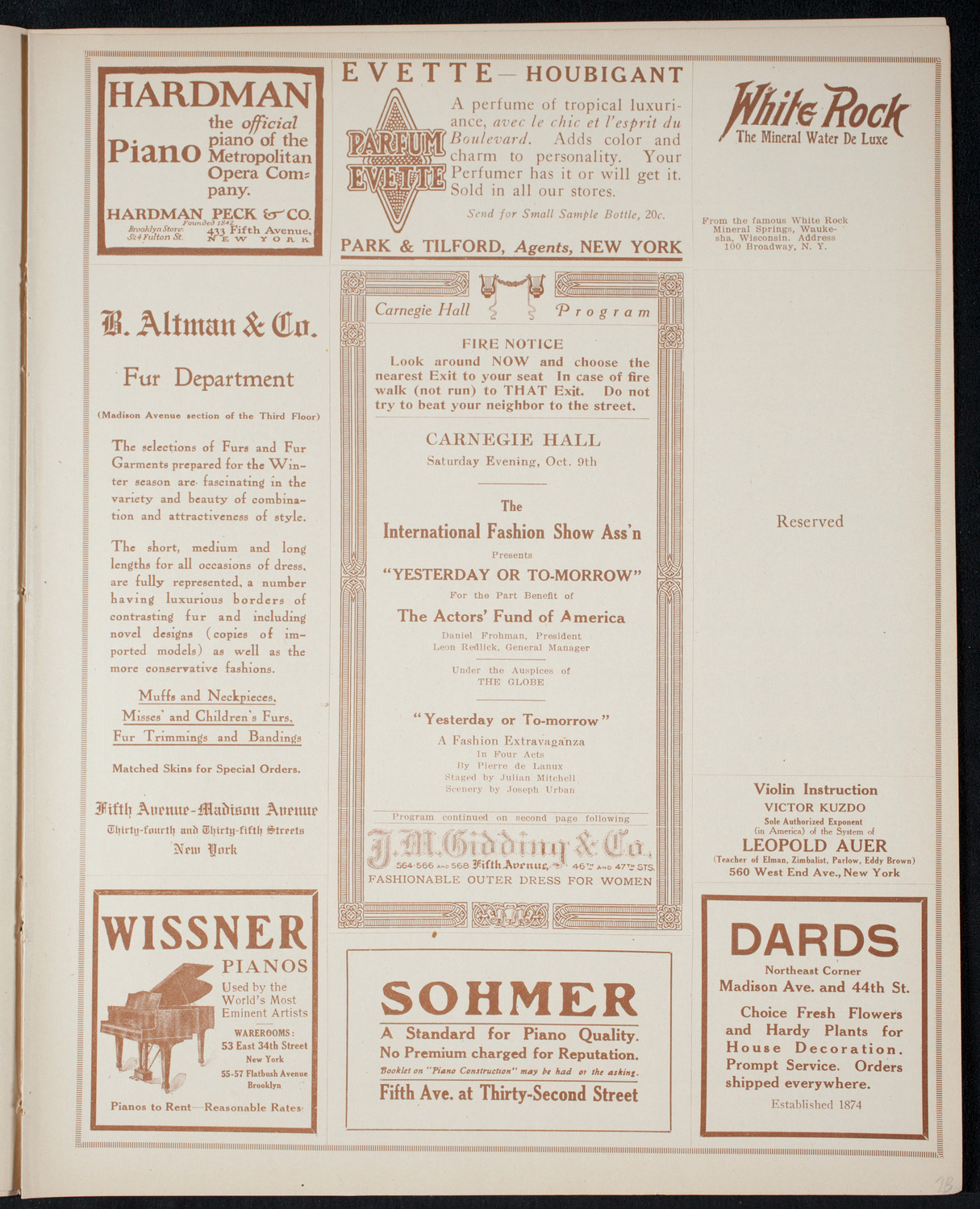 Fashion Show: "Yesterday or To-Morrow", October 9, 1915, program page 5