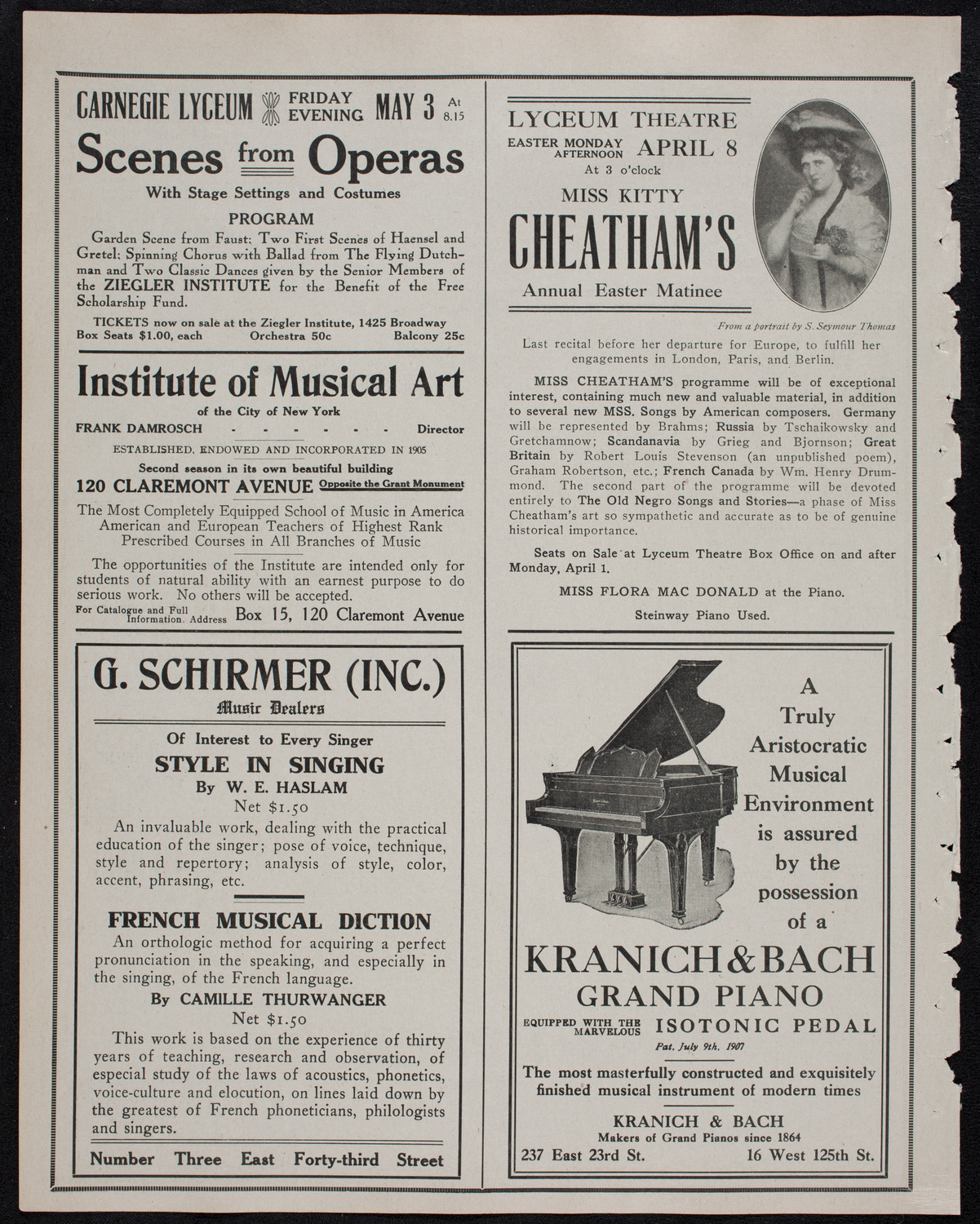 Harold Bauer, Piano, April 6, 1912, program page 6