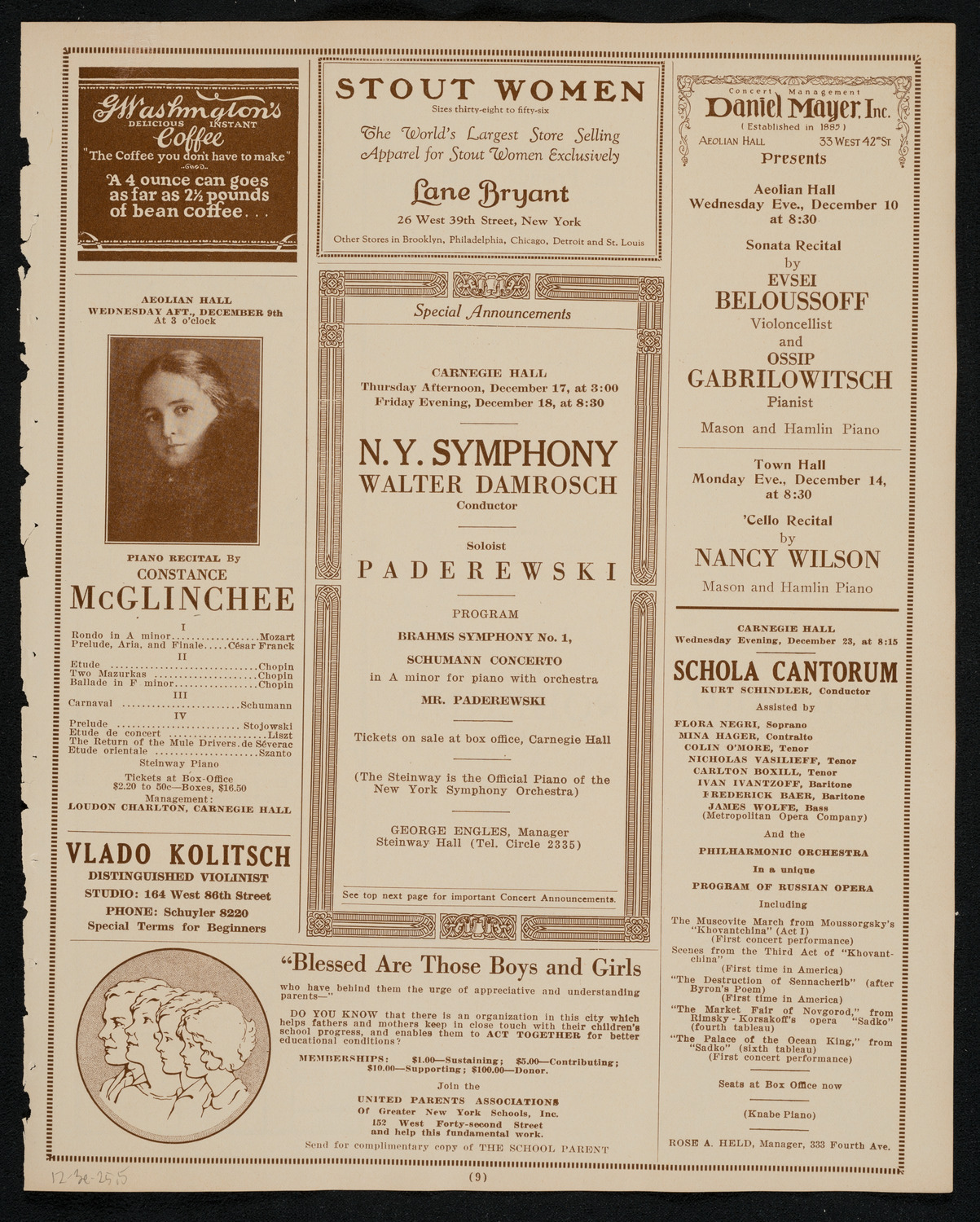 New York Philharmonic, December 3, 1925, program page 9