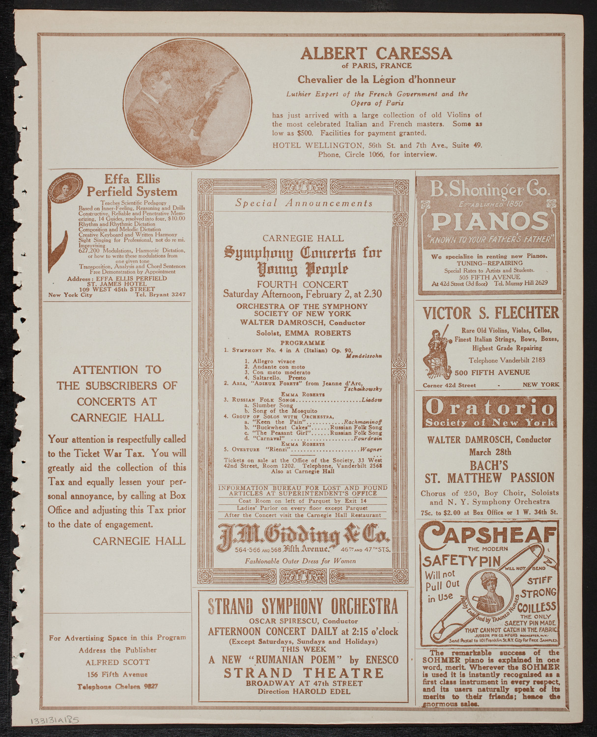 New York Symphony Orchestra, January 31, 1918, program page 9