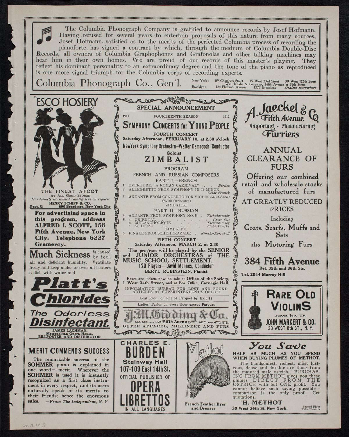 Josef Lhévinne, Piano, February 6, 1912, program page 9