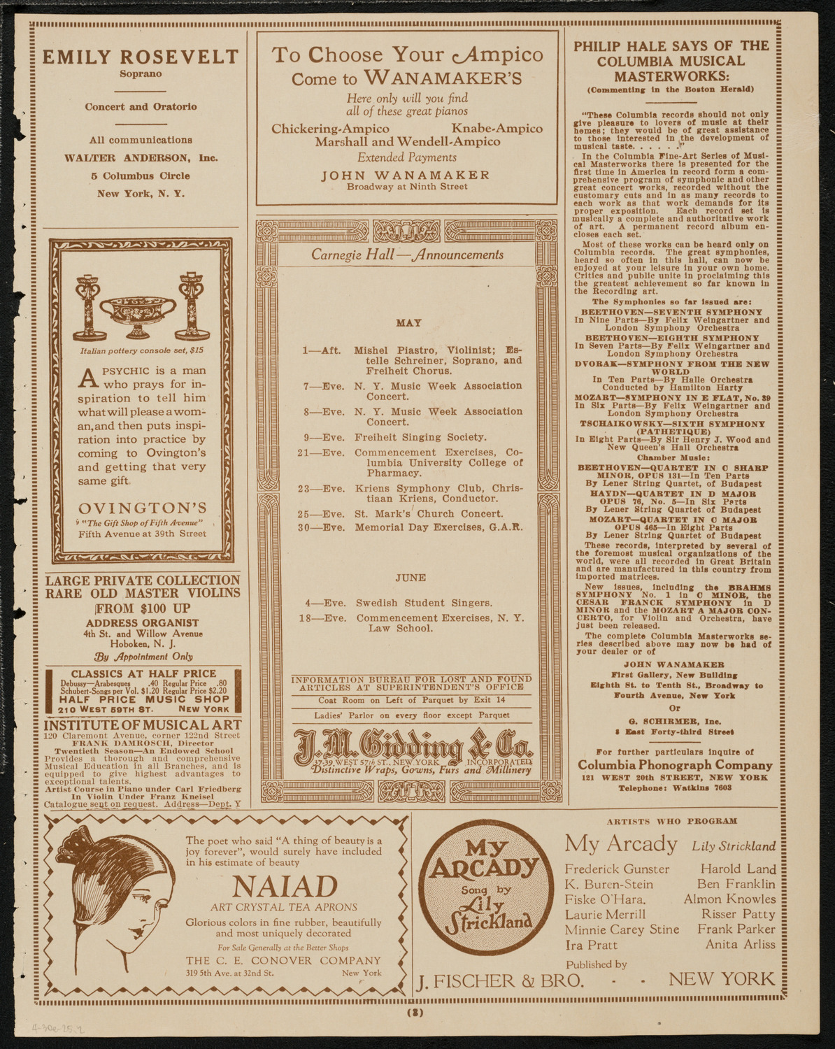 Meeting: Columbia Presbyterian Medical Center, April 30, 1925, program page 3