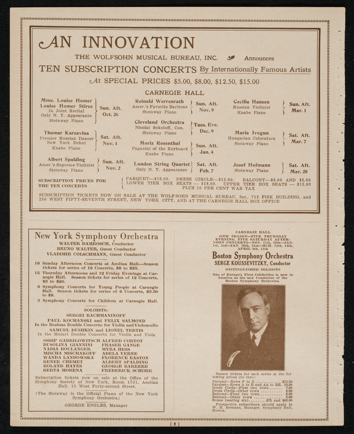 New York Philharmonic, October 16, 1924, program page 8