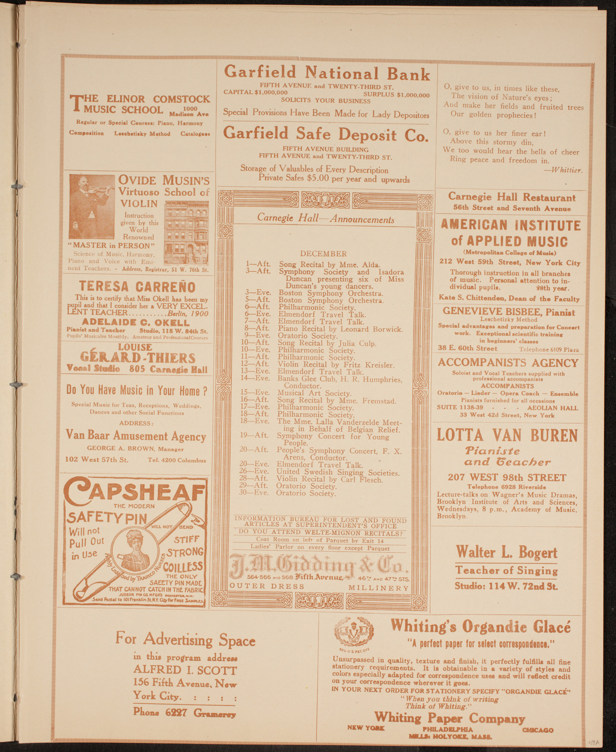 Elmendorf Lecture: Around Southern Europe, November 30, 1914, program page 3