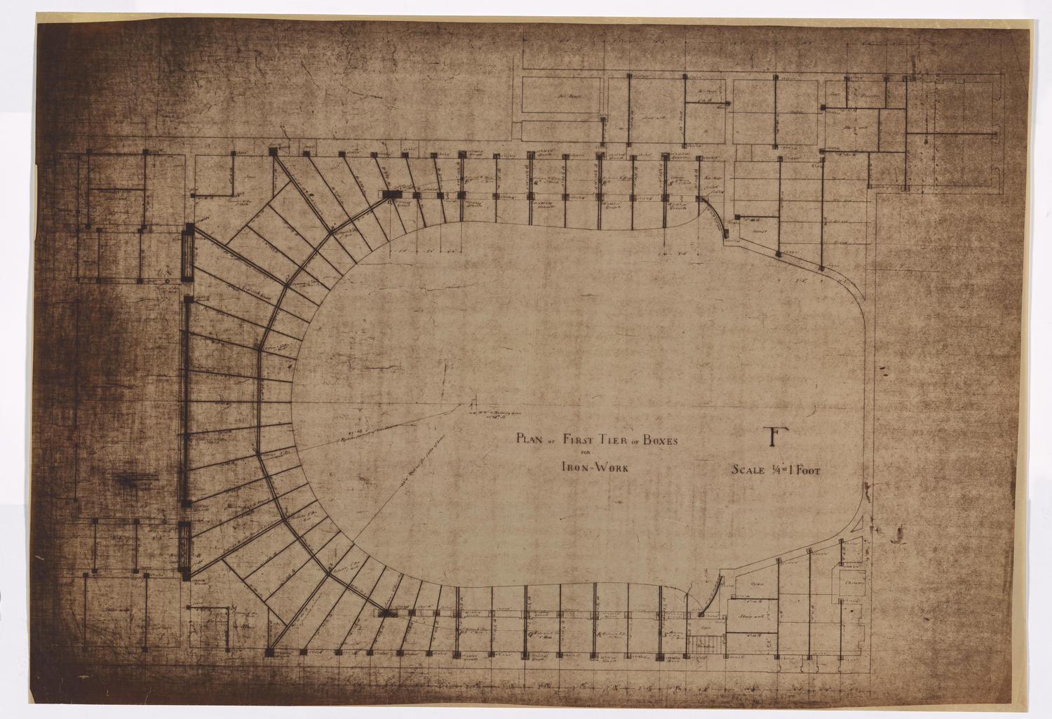 Plan of First Tier boxes for iron work, 1890