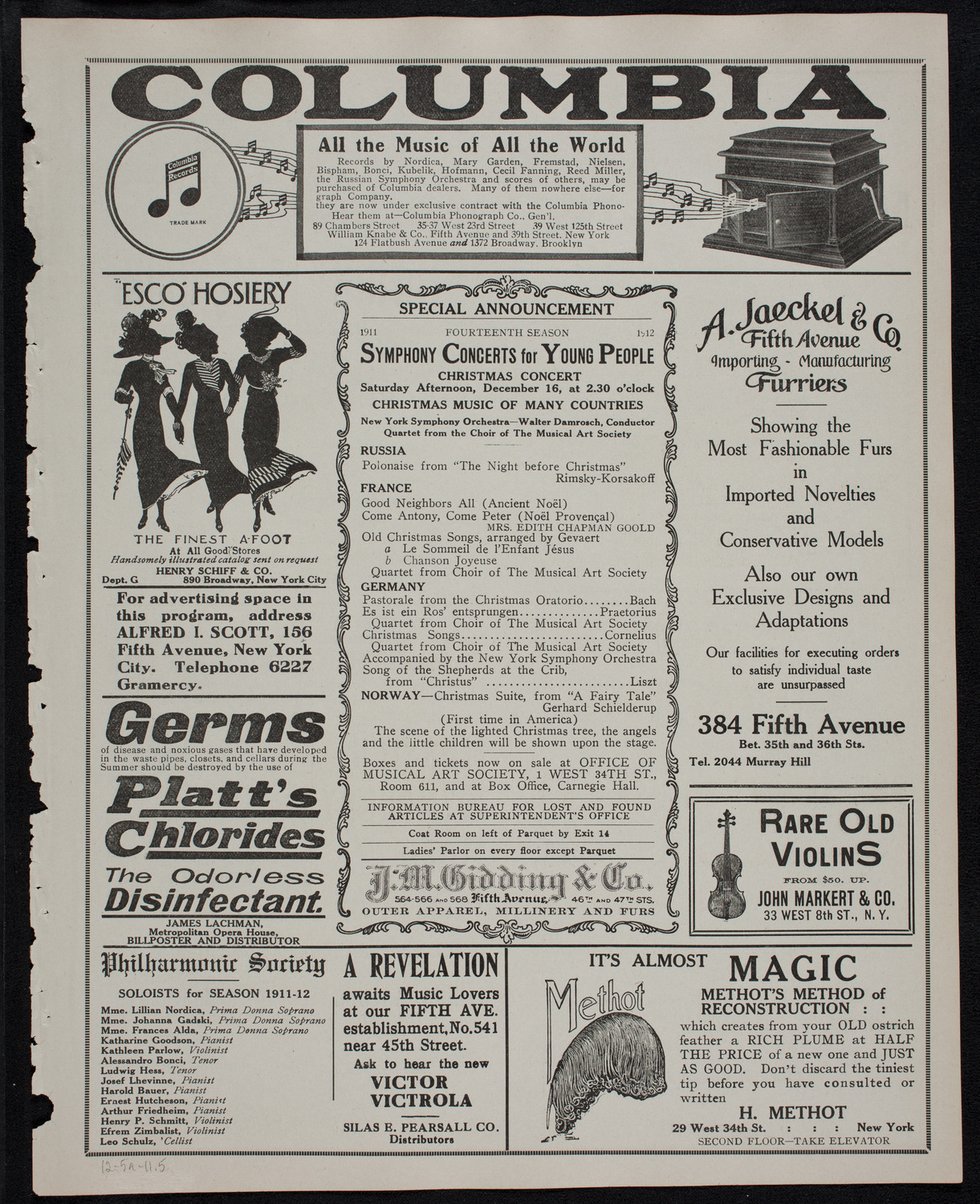 Frances Alda, Soprano, December 5, 1911, program page 9