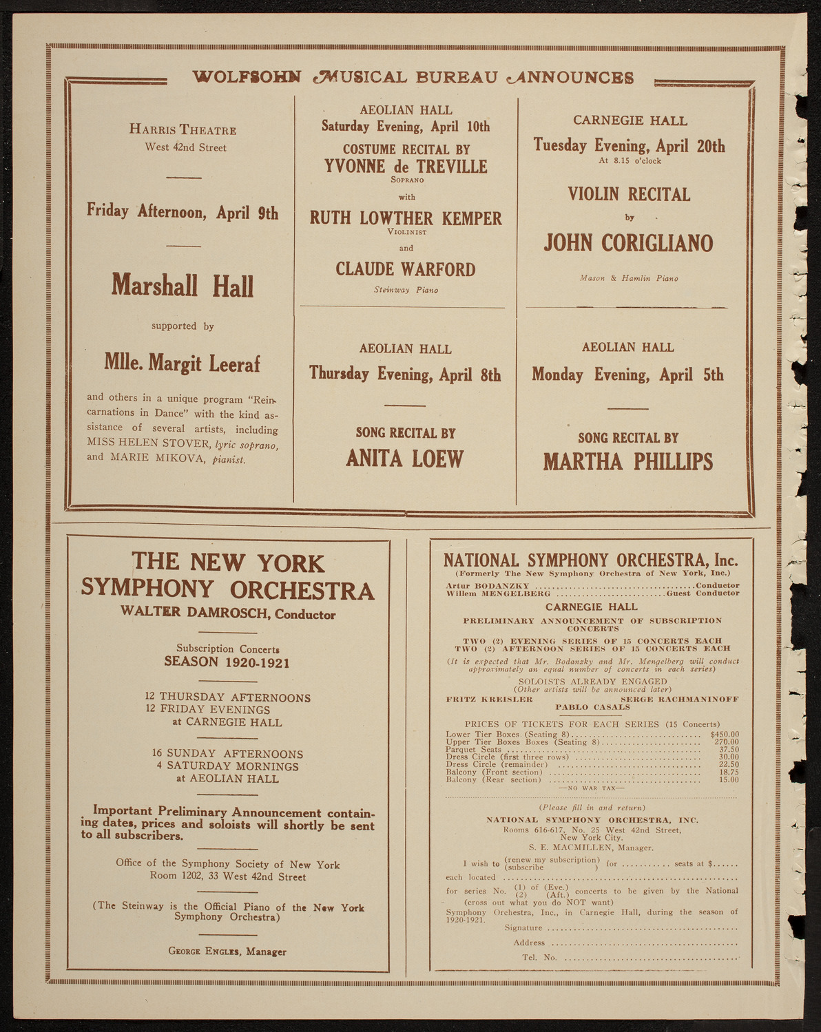 Eddy Brown, Violin, and Anna Booke, Soprano, April 4, 1920, program page 8