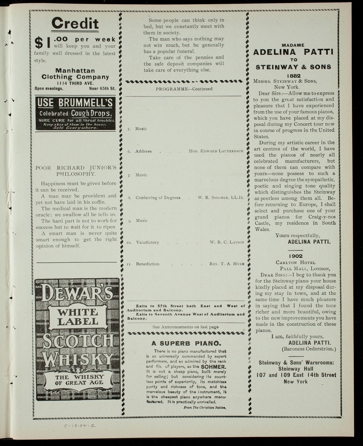 Graduation: Eclectic Medical College, May 13, 1904, program page 3