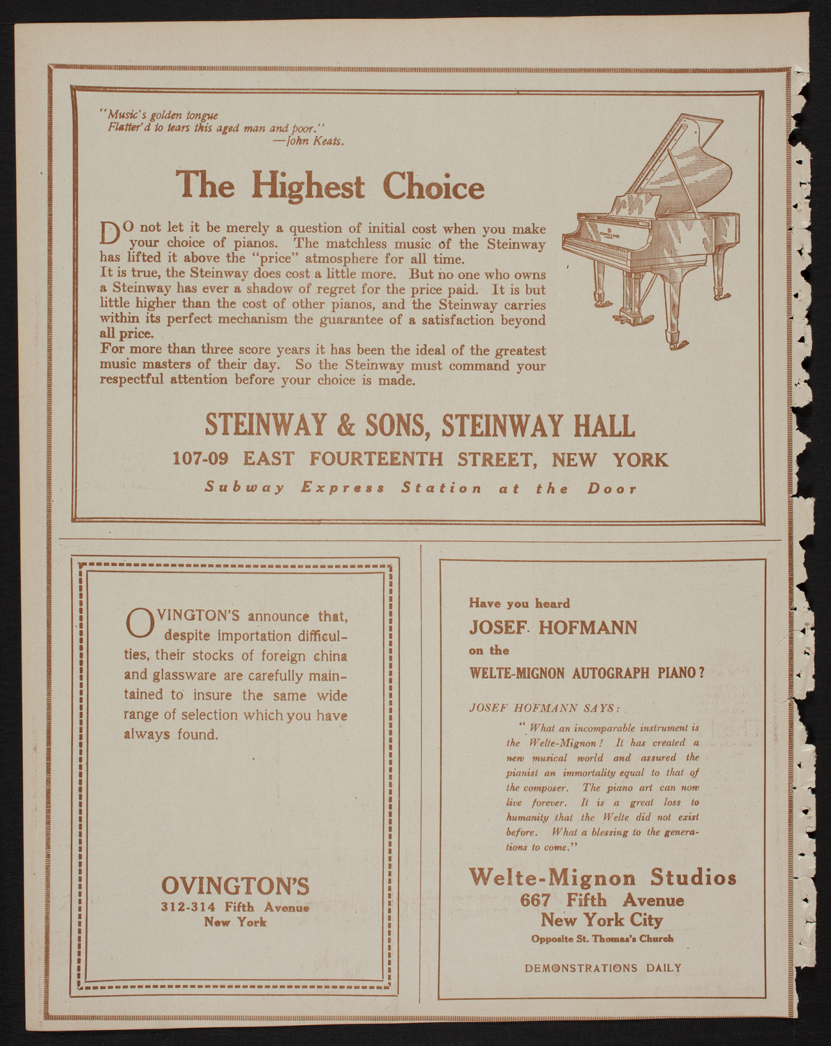 Benefit: St. Andrew's One-Cent Coffee Stands Society, April 22, 1918, program page 4
