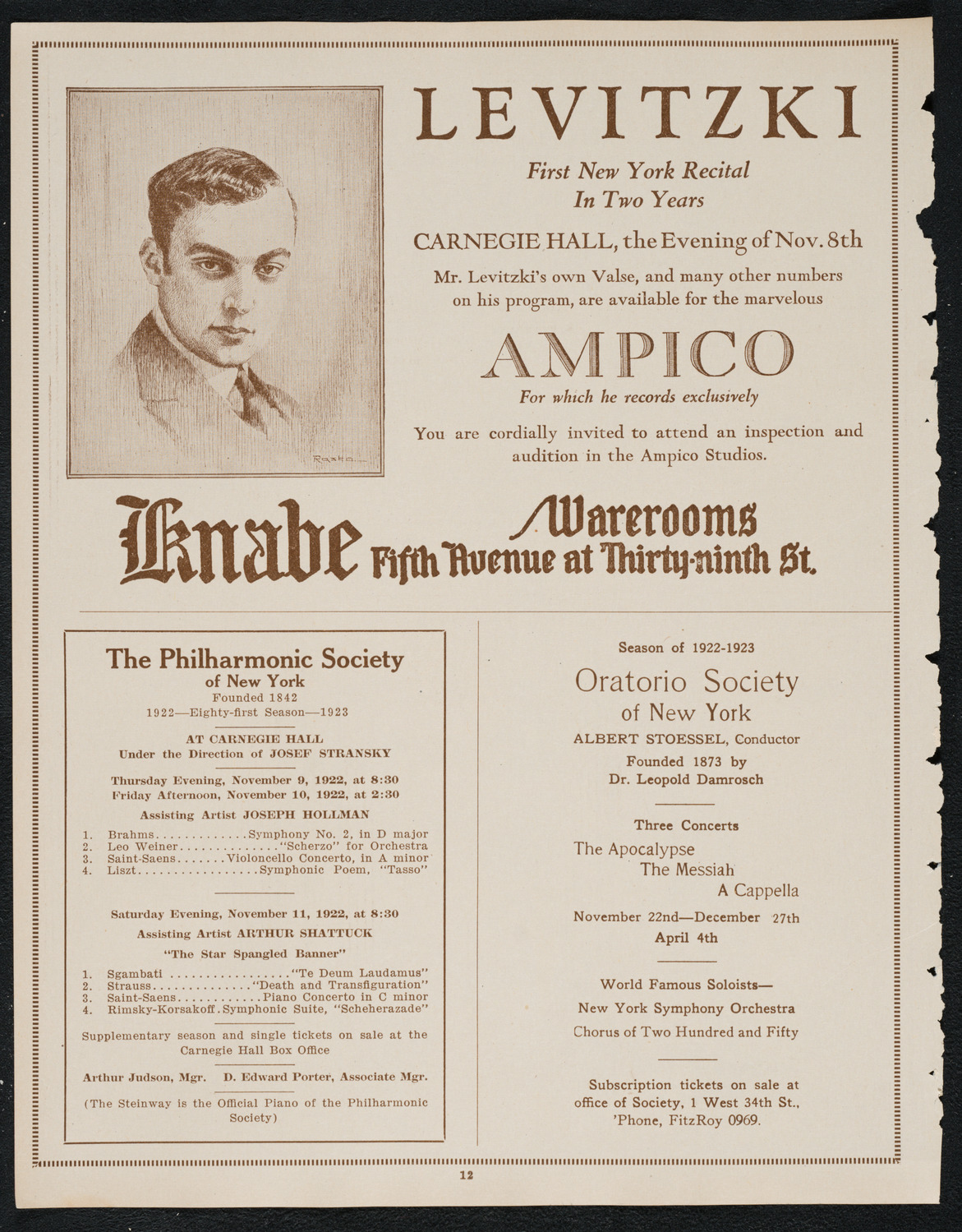 Isa Kremer, Soprano, November 5, 1922, program page 12