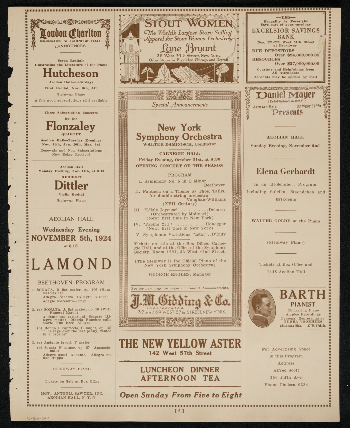 New York Philharmonic, October 31, 1924, program page 9