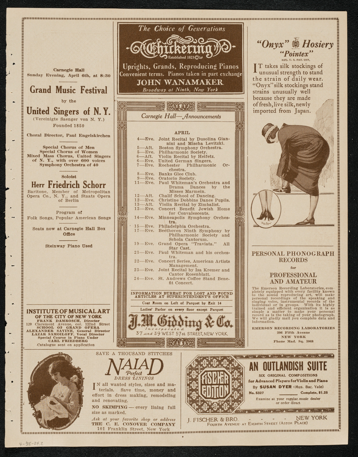 Boston Symphony Orchestra, April 3, 1924, program page 3