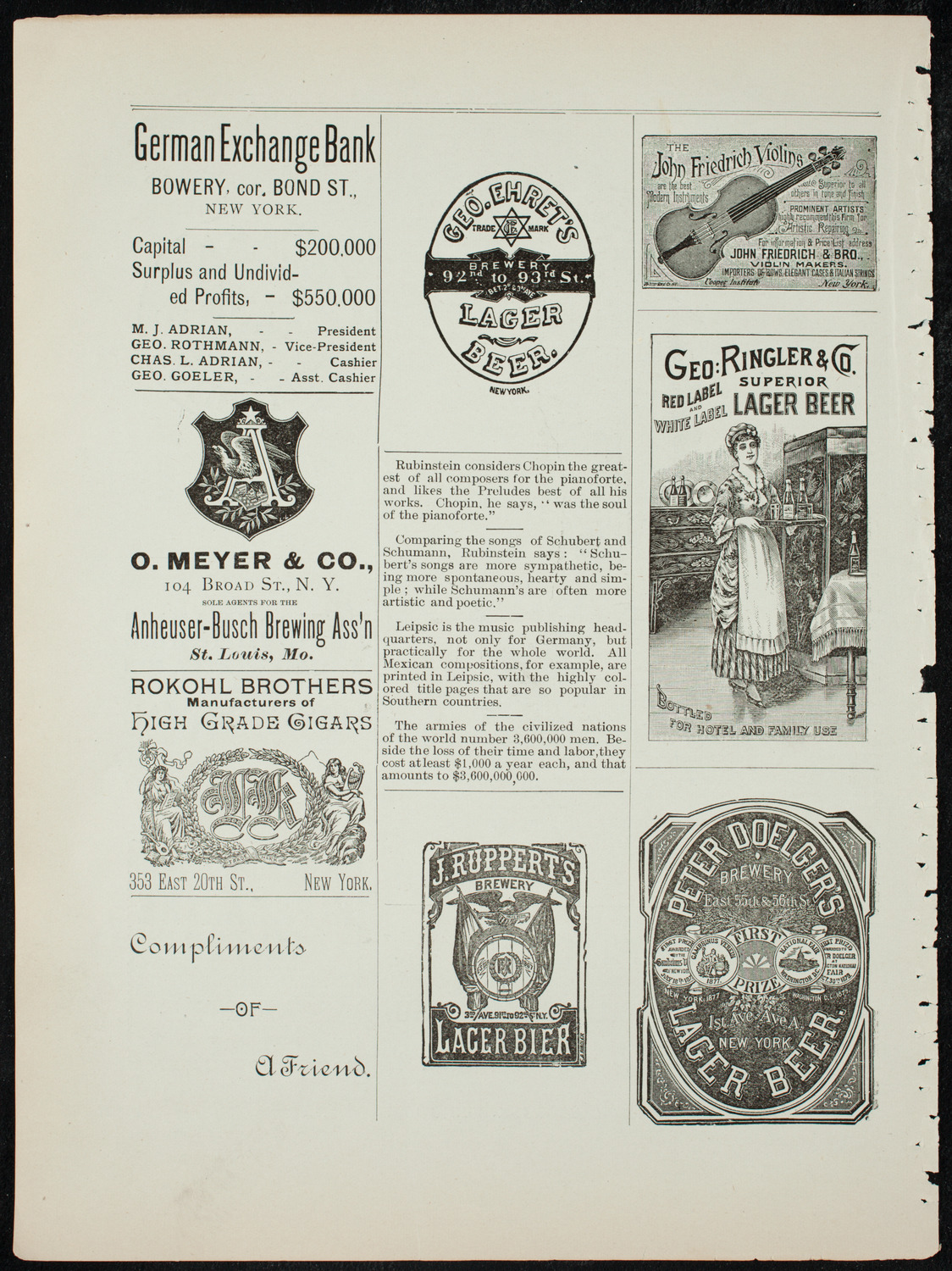 Benefit: German Hospital and Dispensary, January 21, 1892, program page 12