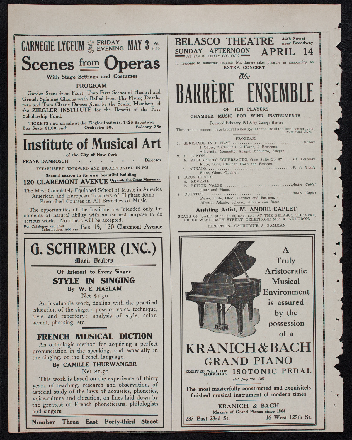 Royal Athenian String Orchestra, April 9, 1912, program page 6