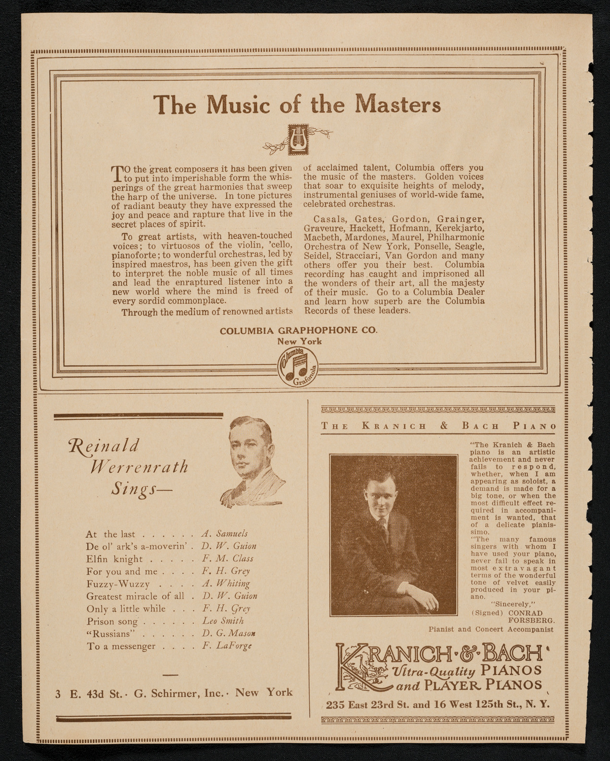 Reinald Werrenrath, Baritone, February 22, 1923, program page 6